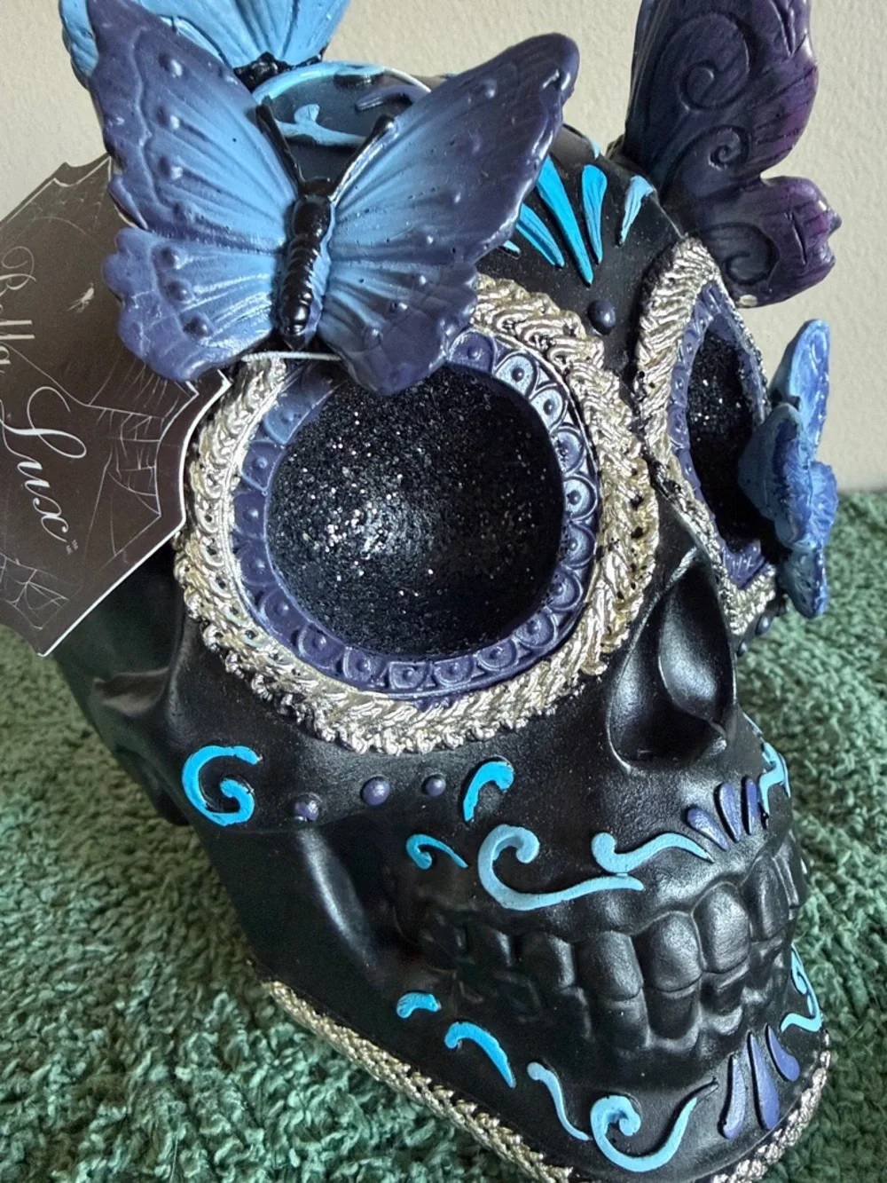Bella Luxx Halloween Skull 💀 Black Purple & Blue Butterfly 🦋 So Pretty! NEW!